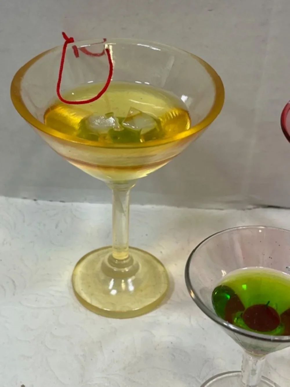 Set of 3 Cocktail Martini Plastic/Acrylic Christmas Tree Hanging Ornaments 3